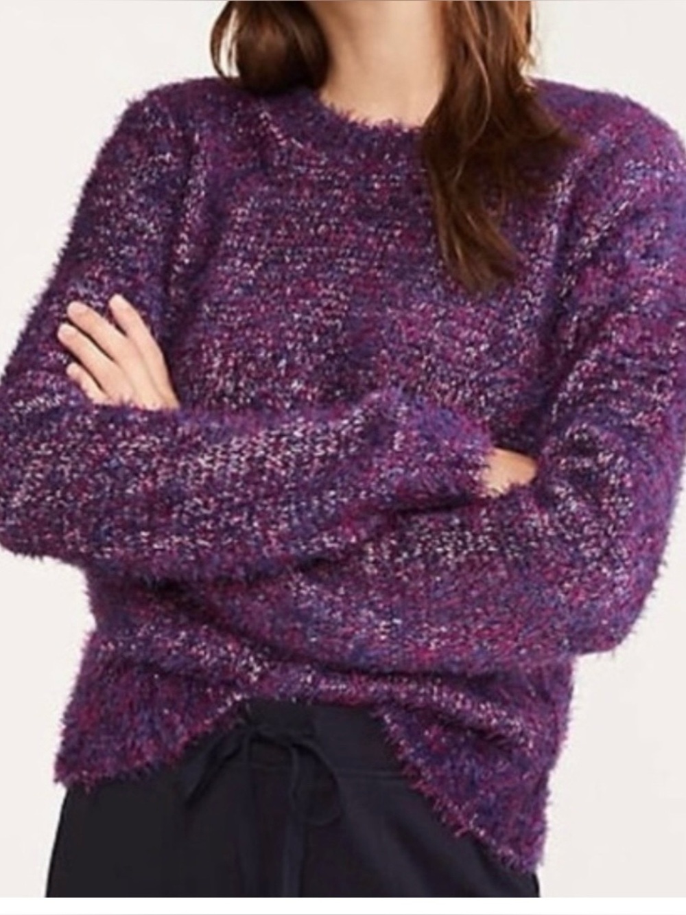 Lou and Grey For Loft: women’s Cozy Purple Haze Bouclé Fuzzy Sweater (M)